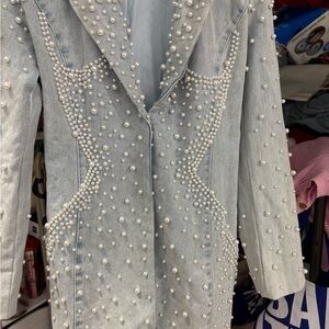 Pearl Embellished Denim Jacket